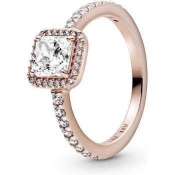 Anillo Cuadrado con Halo Brillante en Oro Rosa de 14K para Mujer - Elegancia Atemporal con Circonitas Cúbicas tamaño 56