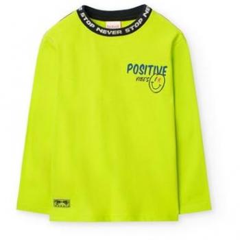 Camiseta de niño Boboli de algodón con manga larga y mensaje trasero - BCI AW24519005
