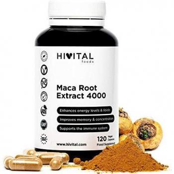 Maca Peruana Extracto Concentrado 4000 mg | 120 cápsulas vegetales | Incrementa los niveles de energía, la vitalidad y el rendimiento atlético, y ayuda al sistema inmunológico y al equilibrio hormonal