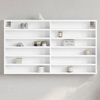 Vitrina de madera ingeniería blanca 100x8,5x58 cm, Mueble Almacenaje Estantería para Oficina, Estudio y Dormitorio, Armario montado en la Pared