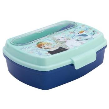 Fiambrera Sandwichera Infantil Rectangular con Cubiertos Frozen Cuento Nevado