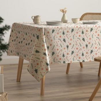 Mantel Navidad Impermeable Antimanchas Algodón Tacto Tela Rectangular 160x200 cm