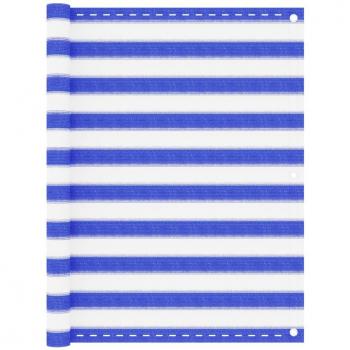 Toldo de balcón azul y blanco 120x400 cm en HDPE