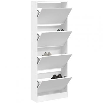 Zapatero blanco de madera multicapa 60x21x163,5 cm