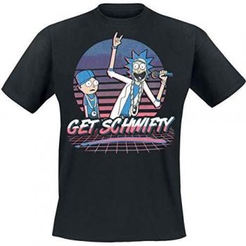 I-D-C CID Rick and Morty-Get Schwifty Sunset Camiseta, Negro