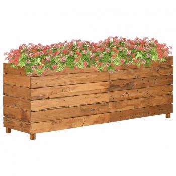 Jardinera de Madera Maciza de Teca y Acero 150x40x55 cm