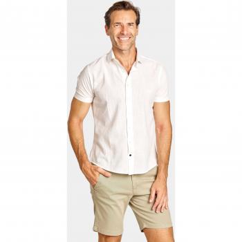 Camisa semihilo de hombre corte slim liso blanco Spagnolo