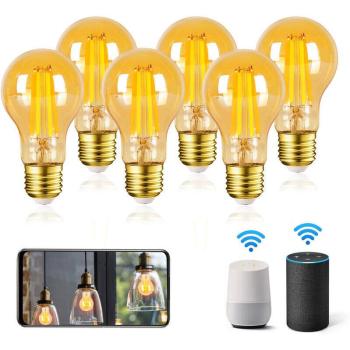 Bombilla Inteligente LED E27 Vintage Regulable 6W 806LM Wi-Fi 2700K-6500K Compatible con Alexa y Google Home