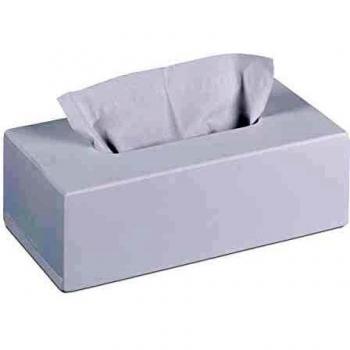 Caja de pañuelos de bambú con base deslizante, dispensador de madera, 7.5 x 24 x 12 cm, blanca
