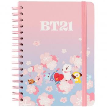 Cuaderno tapa forrada A5 BT21 Cherry Blossom Erik rosa y azul