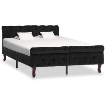 Estructura de cama de terciopelo negro 120x200 cm - Día y Noche
