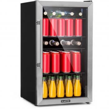Nevera Klarstein Beersafe 3XL 98 litros con 4 estantes y puerta panorámica de cristal en acero inoxidable