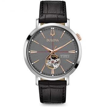 Bulova Mens Analogue Automatic Watch with Leather Strap 98A187