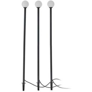 Lámpara LED Solar Brindley, Set de 3, Negra, Cristal y Aluminio