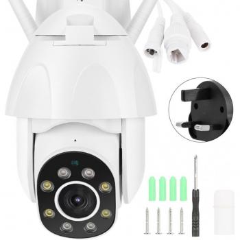 Cámara Domo Inalámbrica WiFi 1080P Impermeable para Exteriores con 8 Luces y Sistema de Vigilancia 110-240V