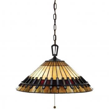 Lámpara colgante de techo Tiffany Chastain, bronce vintage, vidrio Tiffany, 3 luces, E27