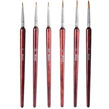 eBoot Pincel de detalle Conjunto Cepillos miniatura para Acuarela y Pintura de acrílico, 6 piezas