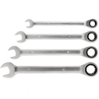 Einhell 49460490 Juego de Llaves combinadas con carraca, 4 Piezas, 10, 13, 15, 17 mm
