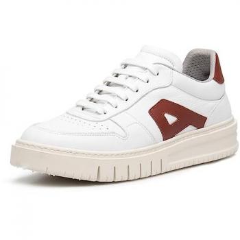 Zapatillas de Piel Unisex Art 1777 Belleville Blancas, Planas, con Cordones, Casual