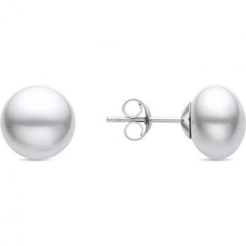 Pendientes de plata de ley 925 Luxenter Nandi con acabado en rodio y perla blanca