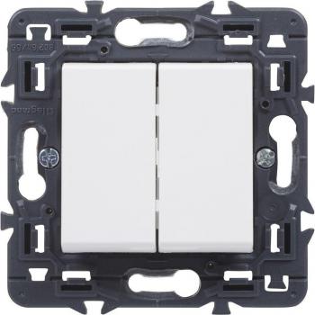 Conmutador Doble Blanco Valena Next Legrand 9x9x3,8cm Empotrable ABS