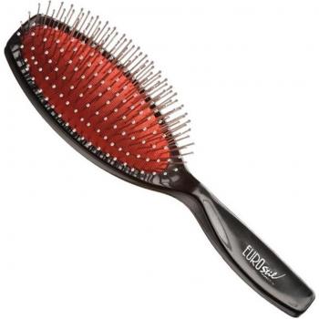Eurostil Cepillo Fuelle con Púas de Bola Blanca Tamaño Mediano en Color Negro