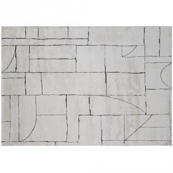 Alfombra rectangular con estampado geométrico blanco roto y negro 160 x 230 cm Envy
