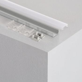 Perfil de Aluminio Superficie con Tapa Continua para Tiras LED hasta 12 mm - 10 m, Tapa Traslúcida