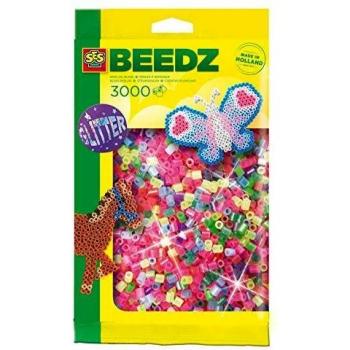 SES Paquete de mezcla de 3000 cuentas para planchar con brillantina para niños, multicolor