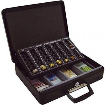 Caja de Caudales Q-Connect 14,5 Negro 370x290x110 mm con Bandeja Portamonedas y para Billetes