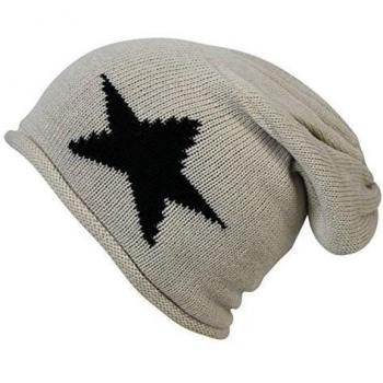 Glamexx24 Warmth Classic Slouch Gorro Unisex de Punto Largo con Estampado de Estrellas