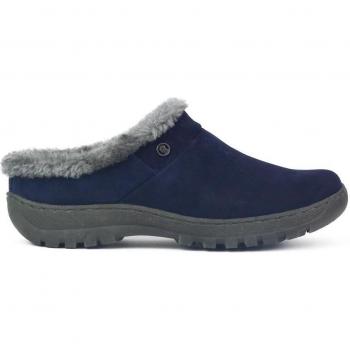 Zapatillas de casa de mujer de serraje en azul marino