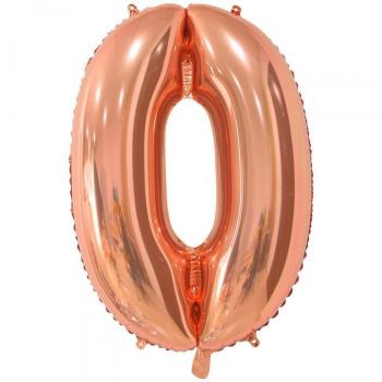 Globo de Foil Número 0 en Oro Rosa de 66 cm