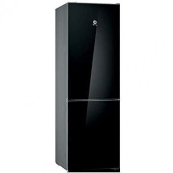 Balay 3KFD565NI - Frío, Frigorífico combinado NoFrost, D, Libre instalación, 186x60x66 cm, 326 l, Puertas Cristal negro, ExtraCold/ExtraFresh, Tirador vertical integrado