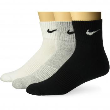 Nike 3PPK Cushion Quarter, Calcetines unisex, paquete de 3 unidades,  Gris / Negro / Blanco, S
