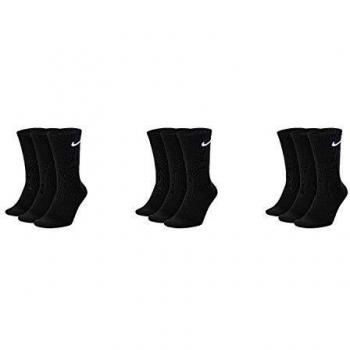 Nike Everyday Cushion Crew Socks, Unisex Dri-FIT Training Socks with Impact Absorption (3 Pairs), White/Black, Size Medium