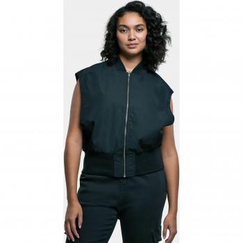 Recycled Black Short Bomber Vest for Women 5XL