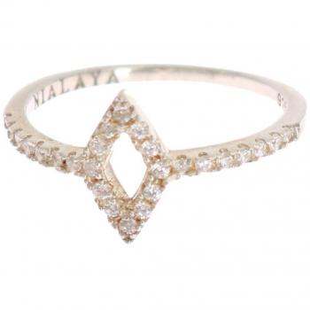 Nialaya Silver Rhombus Women's Clear CZ 925 Silver Ring