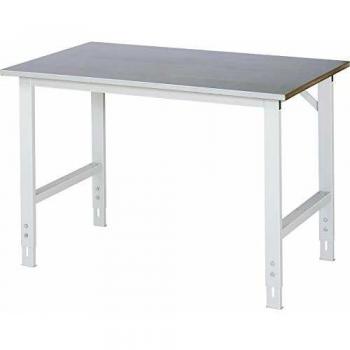 Mesa de trabajo regulable en altura RAU, 1250x800mm, superficie de acero inoxidable, capacidad hasta 500kg