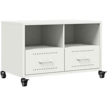 Mueble de TV Acero Blanco 68x39x43,5 cm, Soporte para TV, Mueble Multimedia, Armario Auxiliar, Armario para TV, Mueble HiFi