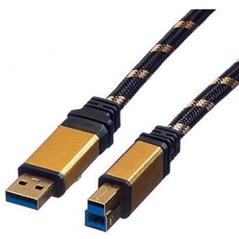 Cable USB 3.0 A-B 1,8 m Multicolor Blindado Roline Gold
