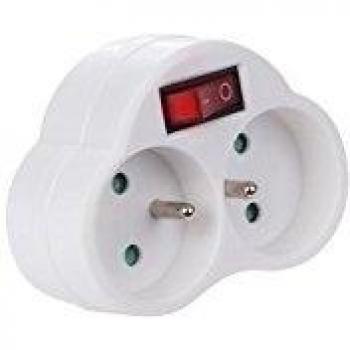 Base múltiple Perel EB2SWN con 2 salidas AC Interior Blanco