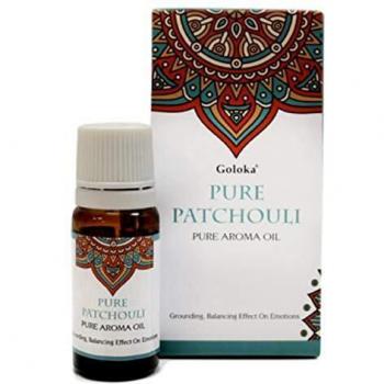 Aceite esencial Patchouli. Bote oscuro de cristal. Tapón de rosca con dosificador. 10 ml.