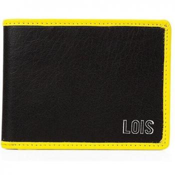 Cartera de piel RFID 206708 para hombre marca Lois Jeans con compartimento para tarjetas y monedero en color negro-amari
