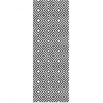 Alfombra Vinílica, Cuadriláteros, 200 x 70 x 0.2 cm, Color Negro y Blanco, ALV-029