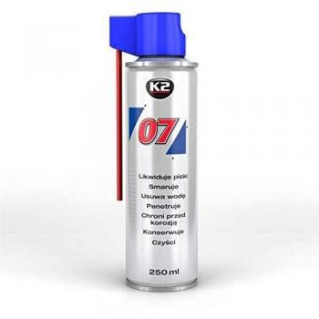 K2 07 | 250 ML | Lubricante 07 Multiusos| con 7 Sustancias Activas | Parámetros de Uso Extremadamente Altos| Lubrica y Conserva Sin Necesidad de Desmontar | 250ML
