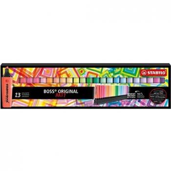 Marcador STABILO BOSS ORIGINAL ARTY - Ser de mesa con 9 colores fluorescentes y 14 colores pastel