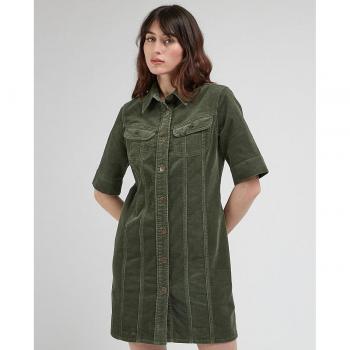 Lee - Vestido midi de mujer con manga corta y botones