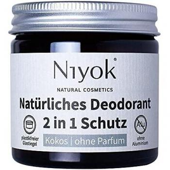Crema Desodorante 2 en 1 Niyok Coco Sin Perfume, 40 ml