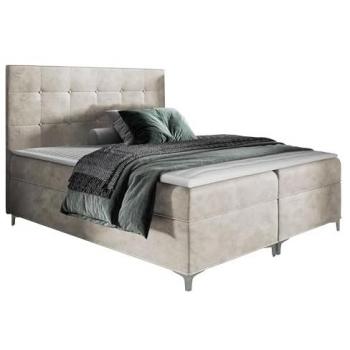 Cama Continental Baltimore 185 Individual, Tapizada, con Somier y 2 Cajones, 120x200 cm, Color Marrón Claro